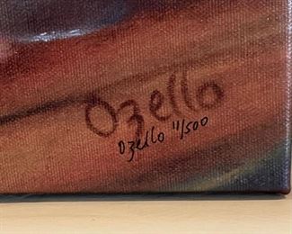 Signed Debra Ozello Canvas Litho Print Wine & Cheese 16.75x22.5in HxWxD