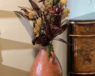 Lg Ceramic Faux Plant Decor Pot: 28 inches high