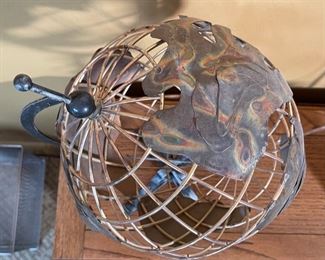 Metal Brass Cage Globe Decor 8x10x12in HxWxD