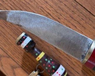 2pc Middle Eastern Jambiya Dagger Knife Set Khanjar Lebanon Knife 20in Long & 11.25in long