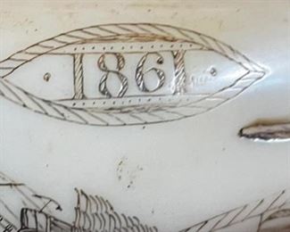 Faux Ship Tamar 1861 Scrimshaw Whale Tooth 6in H