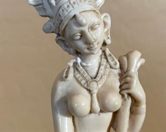 AS-IS 2pc Faux Ivory Statues 8.75in H