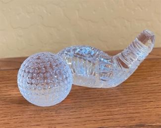 2pc Waterford Crystal Golf Club Driver Head & Ball Golf Club: 3x3x5in HxWxD