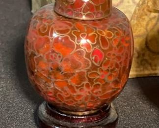 2pc Mini Chinese Cloisonné ginger jars Box: 2x3.5x3.75in HxWxD