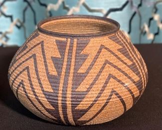 David Salk Pottery Basket Design Clay Pot 4in H x 3in diameter opening