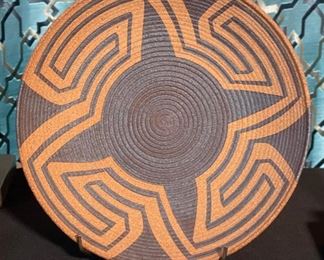 David Salk Pottery Plate Basket Design Clay Bowl 10in Diameter