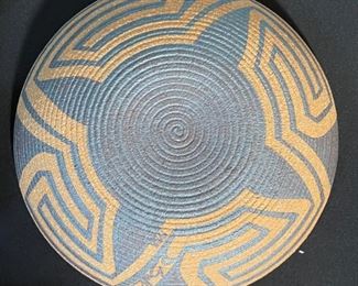 David Salk Pottery Plate Basket Design Clay Bowl 10in Diameter