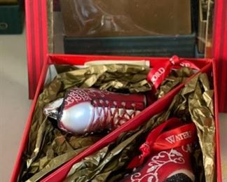 2pc Waterford Ice Dancing Skates Pair in Box waterford 144271 Christmas Ornaments in box Holiday Heirlooms