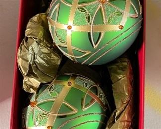 Waterford Celtic Knot Christmas Ball Ornaments Pair in Box