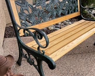 Regalia Cast Iron & Wood Patio Bench 34 x 50 x 25in HxWxD