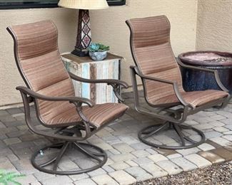 2pc Tropitone Swivel Base Patio Chairs Aluminum 42 x 24 x 26in HxWxD