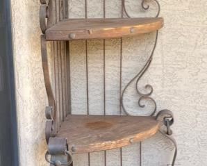 Rustic Iron & Wood Patio Corner Shelf 78 x 20 x 20in HxWxD