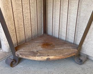 Rustic Iron & Wood Patio Corner Shelf 78 x 20 x 20in HxWxD