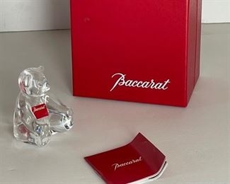 Baccarat Crystal Bear Figurine w/ Original Box Spinning Bear's Club Clear 2100416 2.5in tall