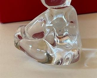 Baccarat Crystal Bear Figurine w/ Original Box Spinning Bear's Club Clear 2100416 2.5in tall