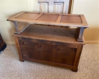 Antique Oak Monks Bench Table/Trunk Folding Settle 29x37x18in HxWxD