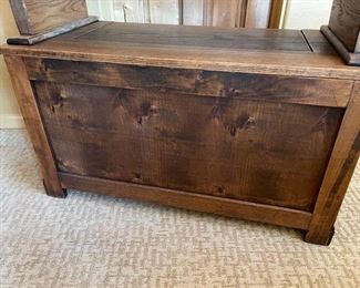Antique Oak Monks Bench Table/Trunk Folding Settle 29x37x18in HxWxD