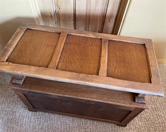Antique Oak Monks Bench Table/Trunk Folding Settle 29x37x18in HxWxD