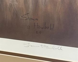 Signed Litho Shawn Hawbold Eskimo Boy Portrait 62/200 Framed Lithographic Print Frame: 27.5 x 24in