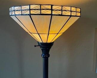 Bronze Mission Slag Floor Lamp Torchiere 71.25 in H x 11in Diameter at base.