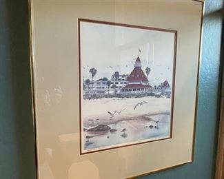 Signed Litho Hotel Del Coronado Litho John Yato Framed Lithograph Print Frame 26.25x24.25