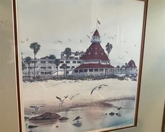 Signed Litho Hotel Del Coronado Litho John Yato Framed Lithograph Print Frame 26.25x24.25