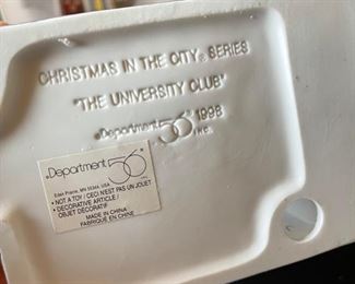 Dept. 56 The University Club Christmas in the City Series Department #58945 in Original Box 10 x 3.5 x 6.5 in HxWxD