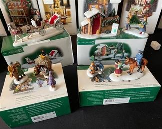 4 pc Dept. 56 Christmas in the City Series figurines. Visiting the nativity, to protect and to serve, handsome cab, picking out the Christmas tree