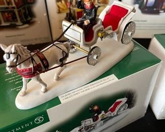 4 pc Dept. 56 Christmas in the City Series figurines. Visiting the nativity, to protect and to serve, handsome cab, picking out the Christmas tree