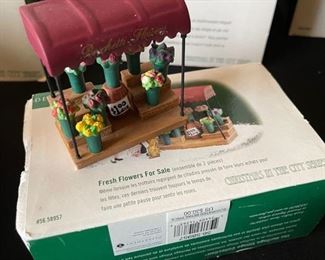 4pc Dept. 56 Christmas in the City figurines. Bringing home the baby, The city ambulance, Luigis gelato treats, fresh flowers for sale