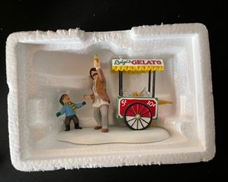 4pc Dept. 56 Christmas in the City figurines. Bringing home the baby, The city ambulance, Luigis gelato treats, fresh flowers for sale