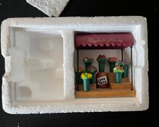 4pc Dept. 56 Christmas in the City figurines. Bringing home the baby, The city ambulance, Luigis gelato treats, fresh flowers for sale