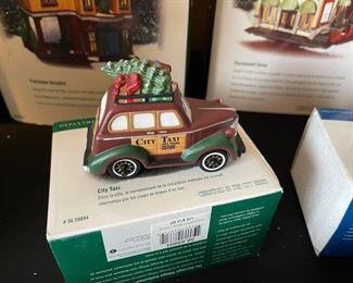 6pc Dept. 56 Christmas in the City Series. City taxi, 1919 Ford model T, city police car, radio city Rockettes, dressed for success, rest ye Merry gentlemen