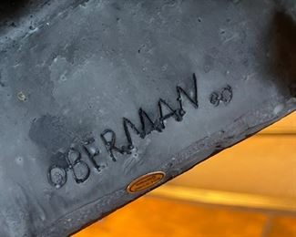 Vintage Berman Artisan Bronze Elephant Table Lamp - Black Rectangle Base 33in H Base:6.5 x 5in