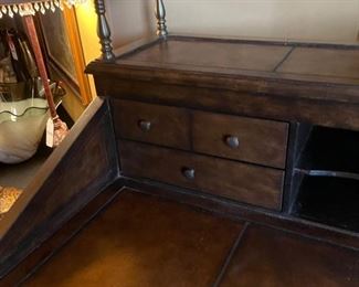 Thomasville Ernest Hemingway PaPa Writing Desk & Stool Collectors Set Desk: 55.5x44.25 x 26in Chair: 41” x 18” x 21” seat height: 31 HxWxD