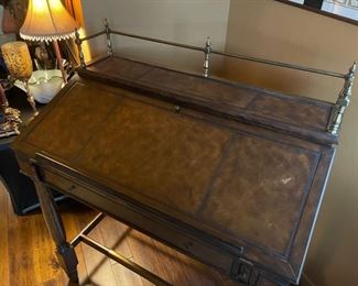 Thomasville Ernest Hemingway PaPa Writing Desk & Stool Collectors Set Desk: 55.5x44.25 x 26in Chair: 41” x 18” x 21” seat height: 31 HxWxD