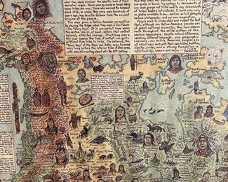 Nakoma Map Native Tribes of North America Central America and the Caribbean framed print Frame: 31 x 25 in