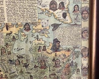 Nakoma Map Native Tribes of North America Central America and the Caribbean framed print Frame: 31 x 25 in