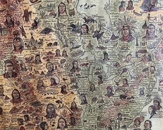 Nakoma Map Native Tribes of North America Central America and the Caribbean framed print Frame: 31 x 25 in