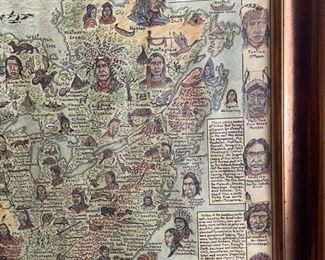 Nakoma Map Native Tribes of North America Central America and the Caribbean framed print Frame: 31 x 25 in