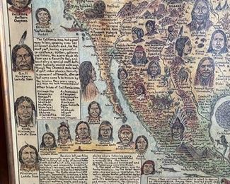 Nakoma Map Native Tribes of North America Central America and the Caribbean framed print Frame: 31 x 25 in