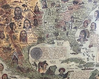 Nakoma Map Native Tribes of North America Central America and the Caribbean framed print Frame: 31 x 25 in