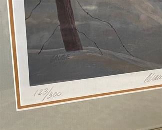 Signed Litho CHARLES GAUSE Framed Lithograph Print 123/300 1986 Frame: 30.5 x 13in