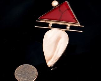 Judi Yates Sterling Silver & Stone Modern Pendant 74x56mm