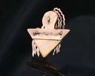 Vintage Zealandia Sterling Silver Carved Woman Warrior Pin/Pendant Brooch 68x56mm