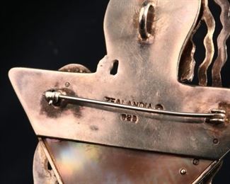 Vintage Zealandia Sterling Silver Carved Woman Warrior Pin/Pendant Brooch 68x56mm