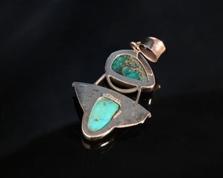 Judi Yates Sterling Silver & Turquoise Modern Pendant 63x43mm