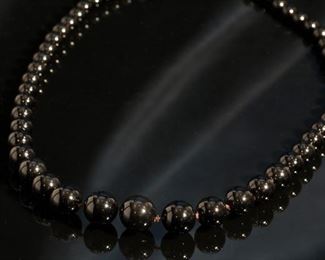 Black Onyx Graduated Bead Necklace 14k Gold Clasp Length: 26in Largest Bead: 15mm