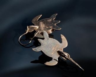 ZEALANDIA 925 Sterling Silver Fossil Sea Turtle Earrings 32x31mm