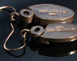 Vintage Zealandia Sterling Silver Carved Woman Warrior Earrings 32x14mm